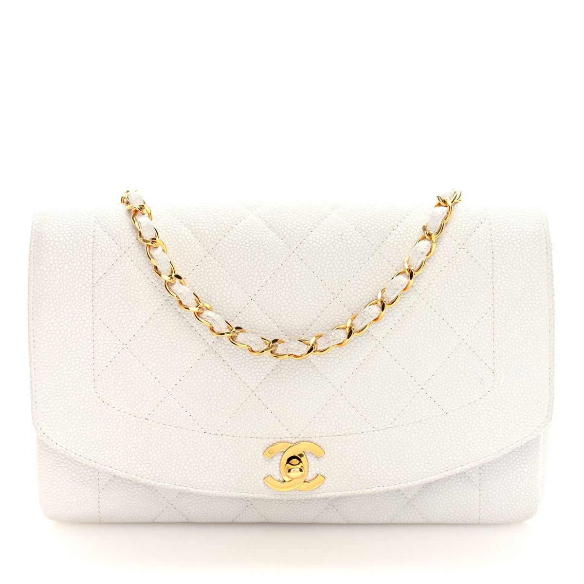 Caviar Quilted Medium Single Flap White