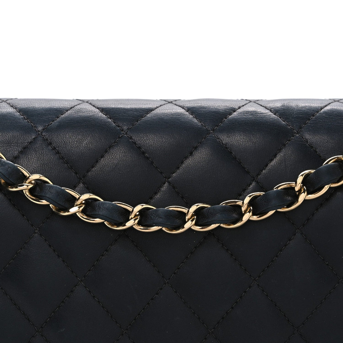 Lambskin Quilted Medium Double Flap Black