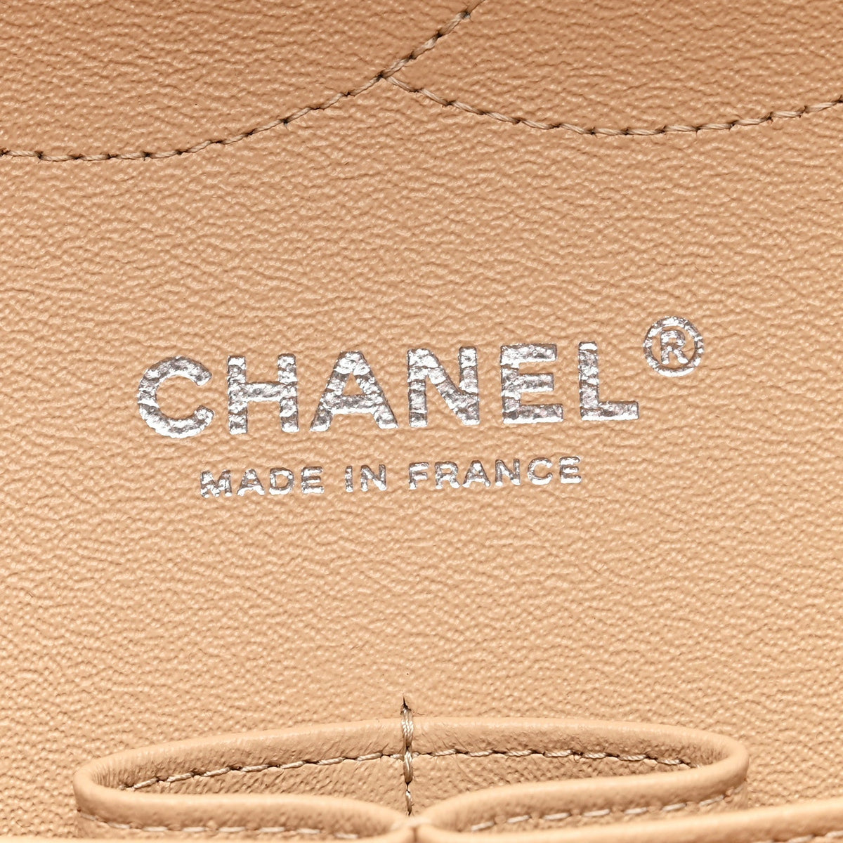 Caviar Quilted Jumbo Double Flap Beige Clair