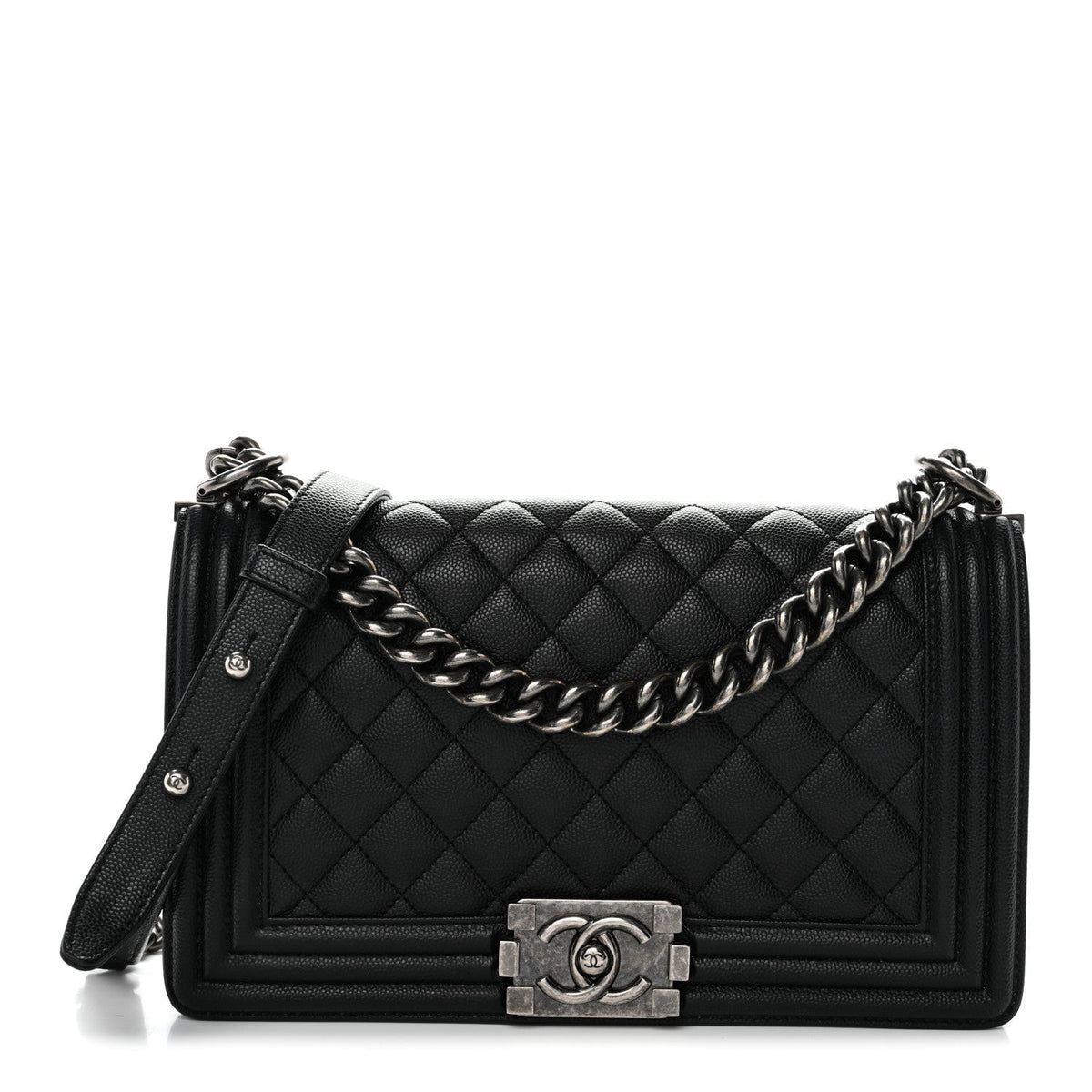 Caviar Quilted Medium Boy Flap Black