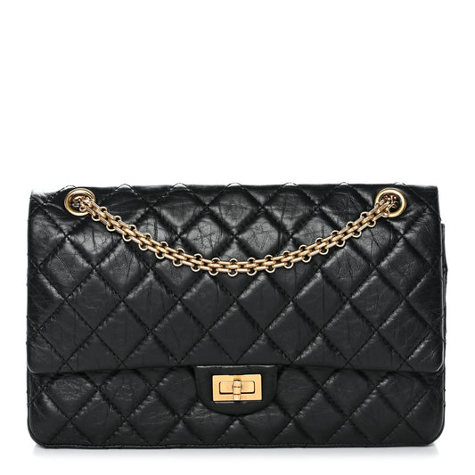 Aged Calfskin Quilted 2.55 Reissue 226 Flap Black