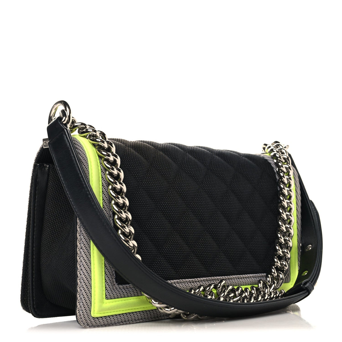 Canvas Quilted Medium Fluo Boy Flap Black Grey Yellow