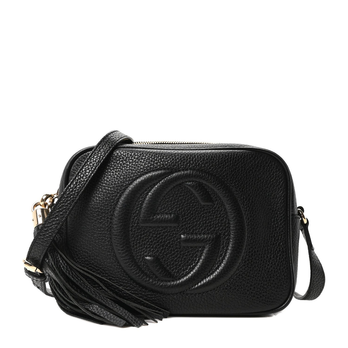 Pebbled Calfskin Small Soho Disco Bag Black