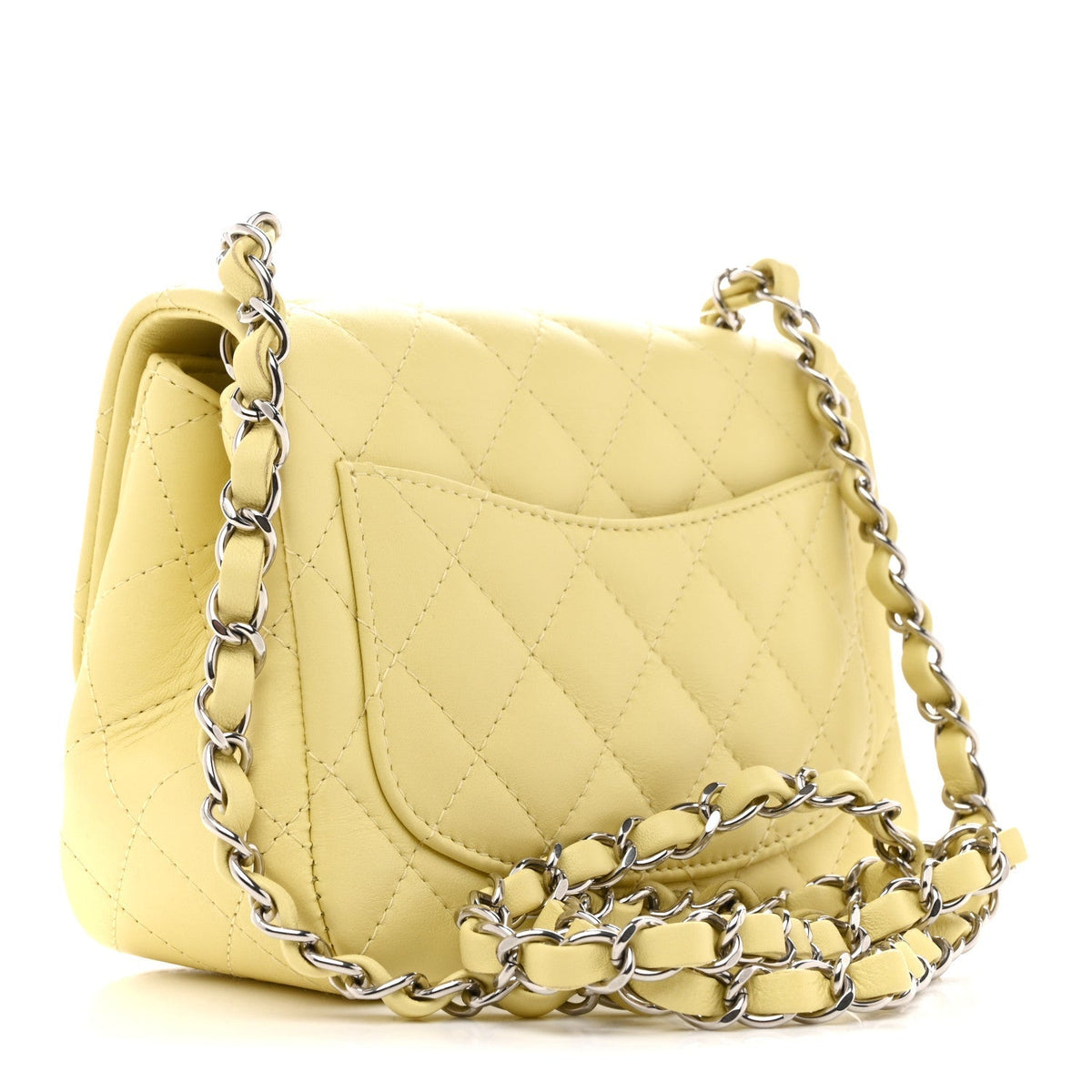 Lambskin Quilted Mini Square Flap Yellow