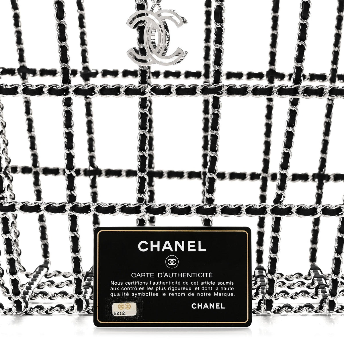 Brass Calfskin Medium Grocery By Chanel Shopping Basket Silver