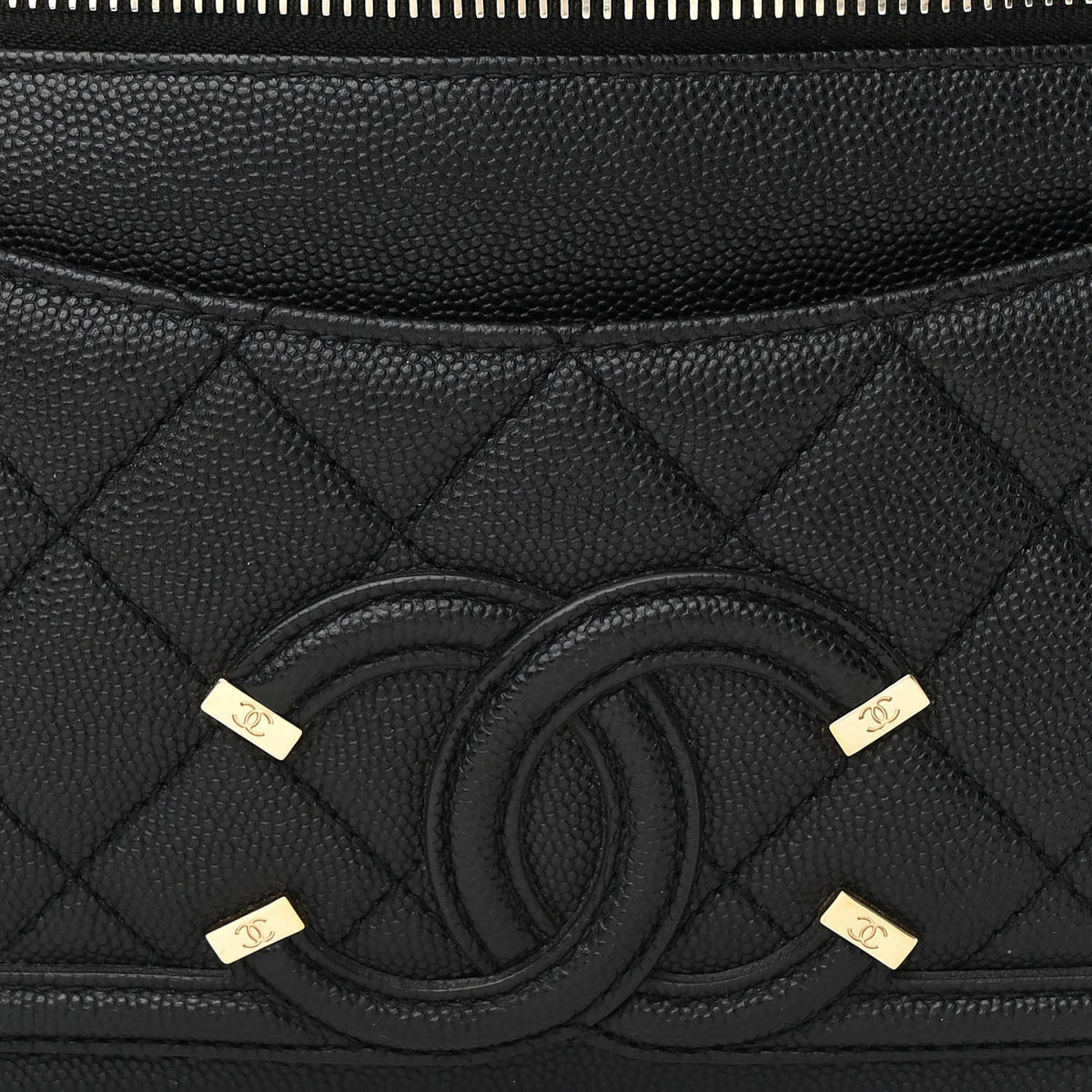 Caviar Quilted Filigree Waist Bag Black