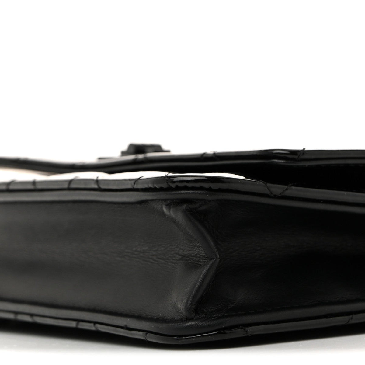Patent Calfskin Quilted Reissue Wallet On Chain WOC So Black