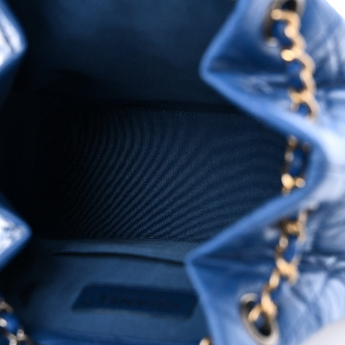 Aged Calfskin Quilted Small Gabrielle Backpack Blue