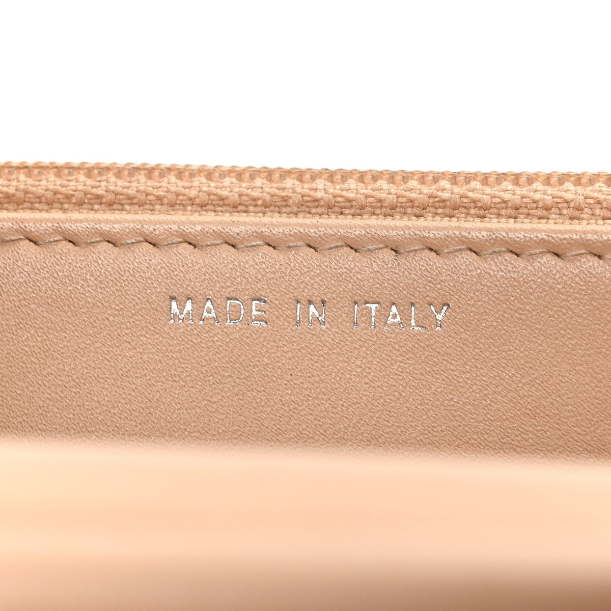 Patent Calfskin Chevron Quilted Wallet On Chain WOC Beige