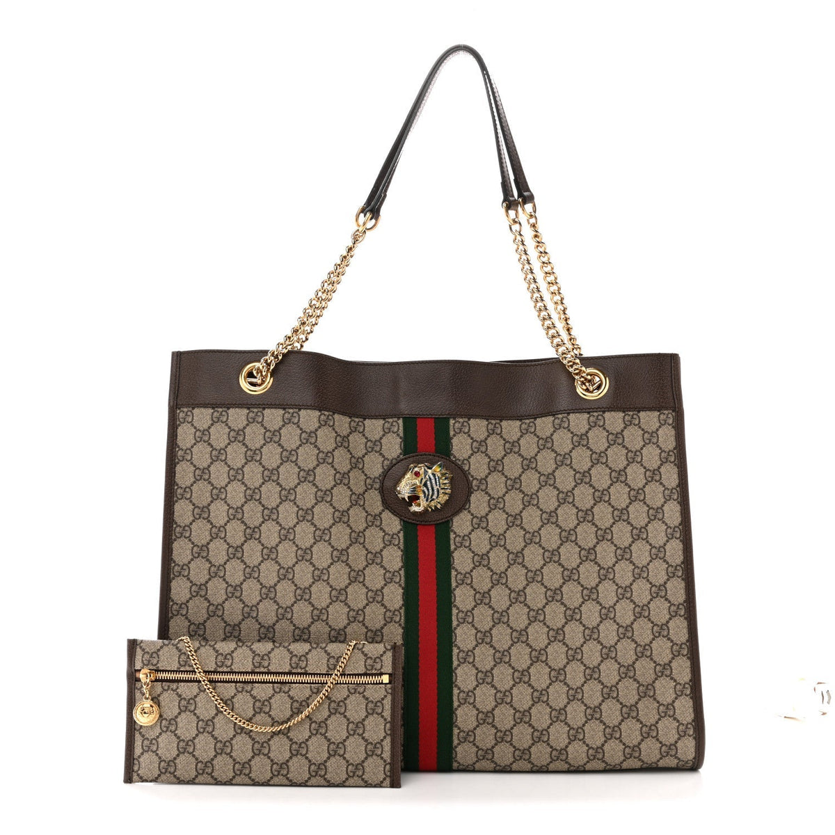GG Supreme Monogram Large Rajah Chain Tote Beige New Acero