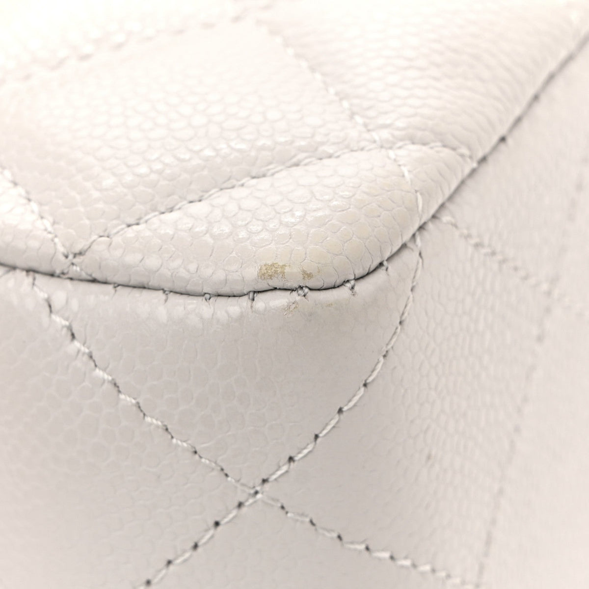 Caviar Quilted Medium Double Flap Light Grey
