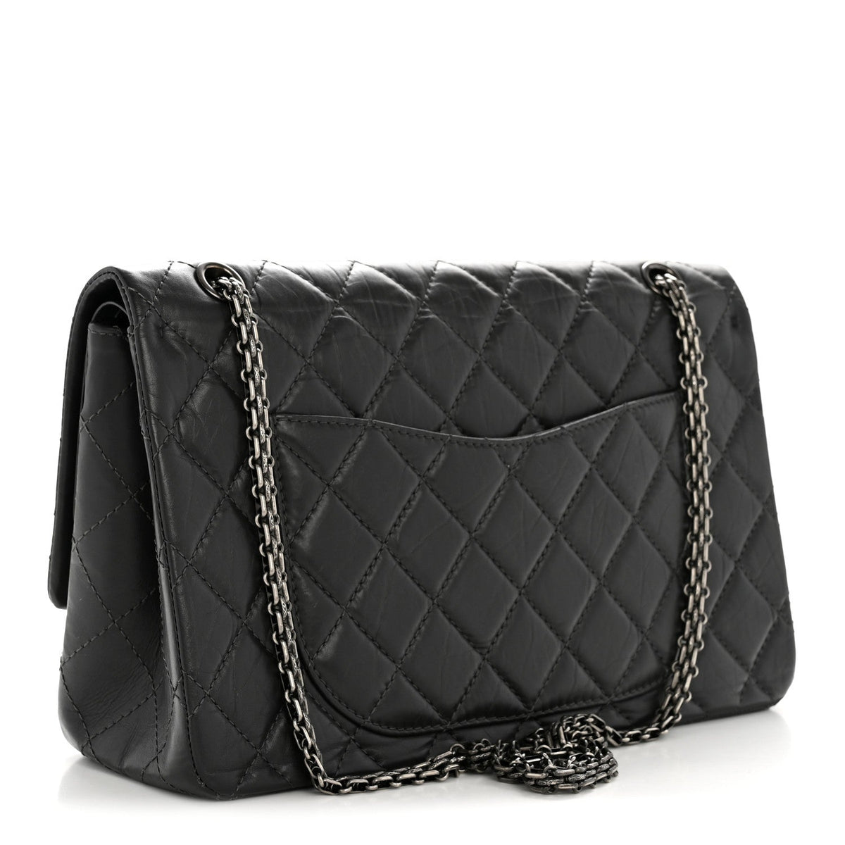 Aged Calfskin Quilted 2.55 Reissue 227 Flap Dark Grey