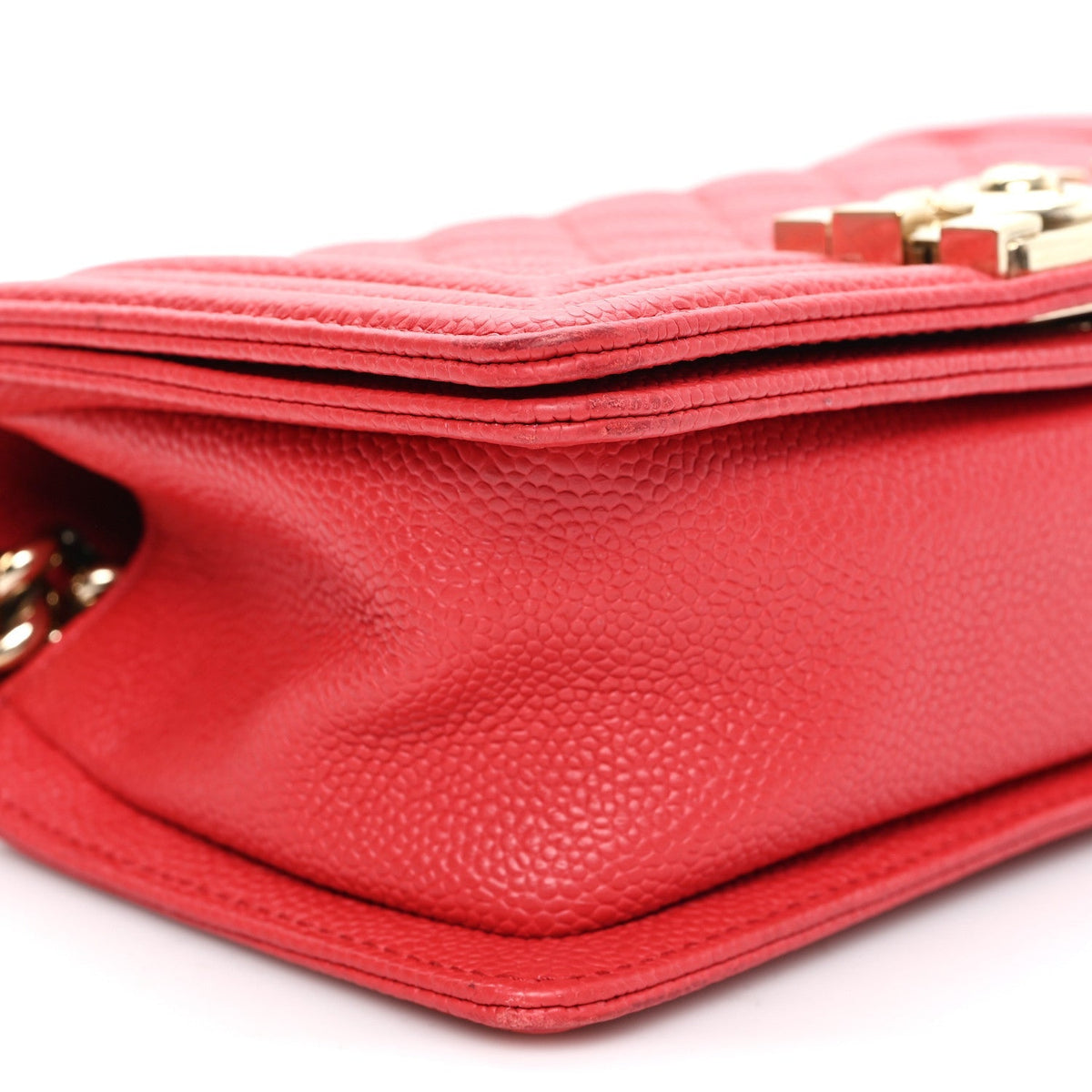 Caviar Quilted Small Boy Flap Red