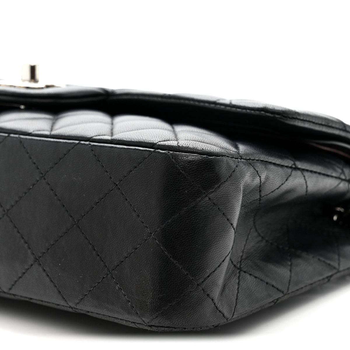 Lambskin Quilted Medium Double Flap Black