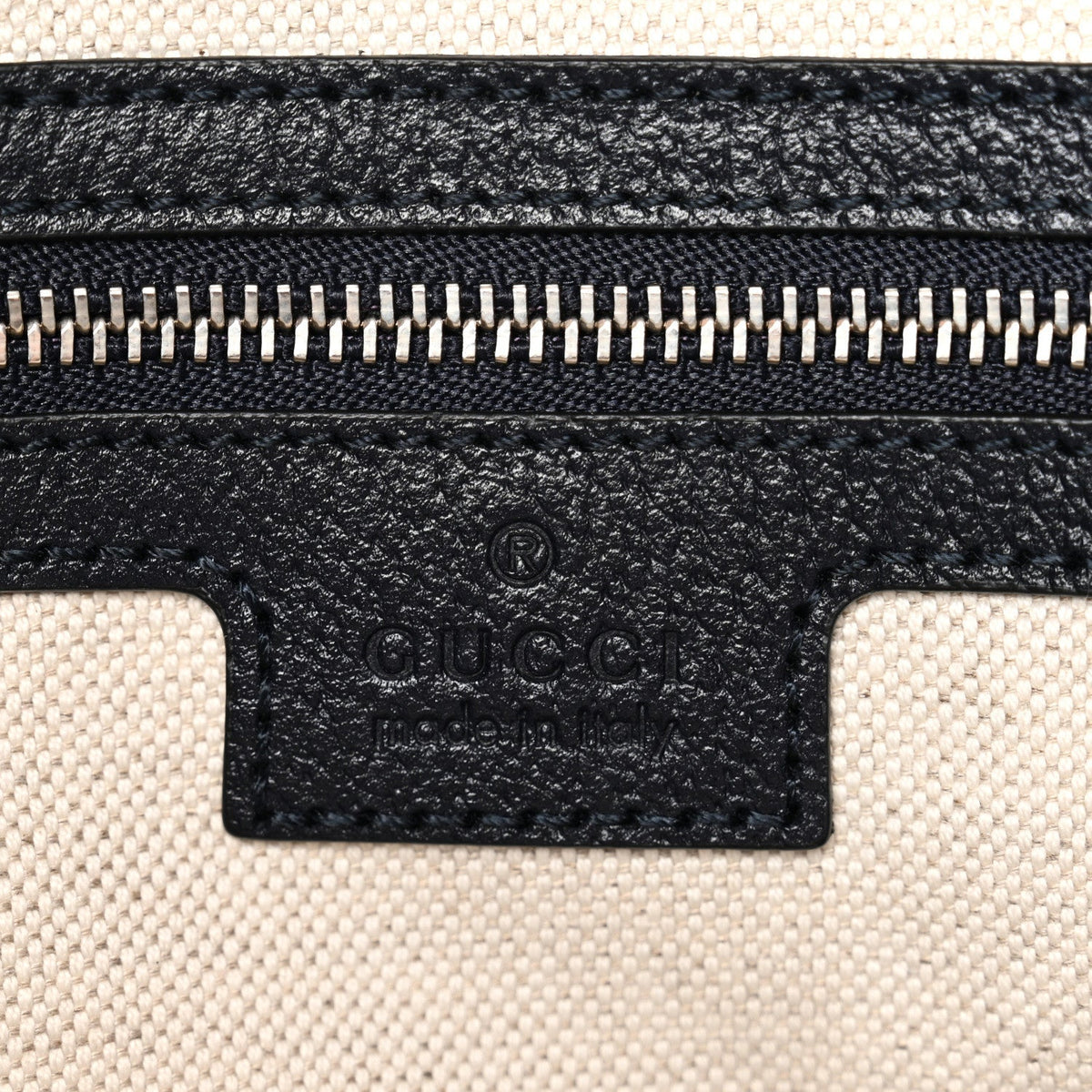 GG Supreme Monogram Textured Calfskin Web Large Attache Shoulder Bag Beige Blue