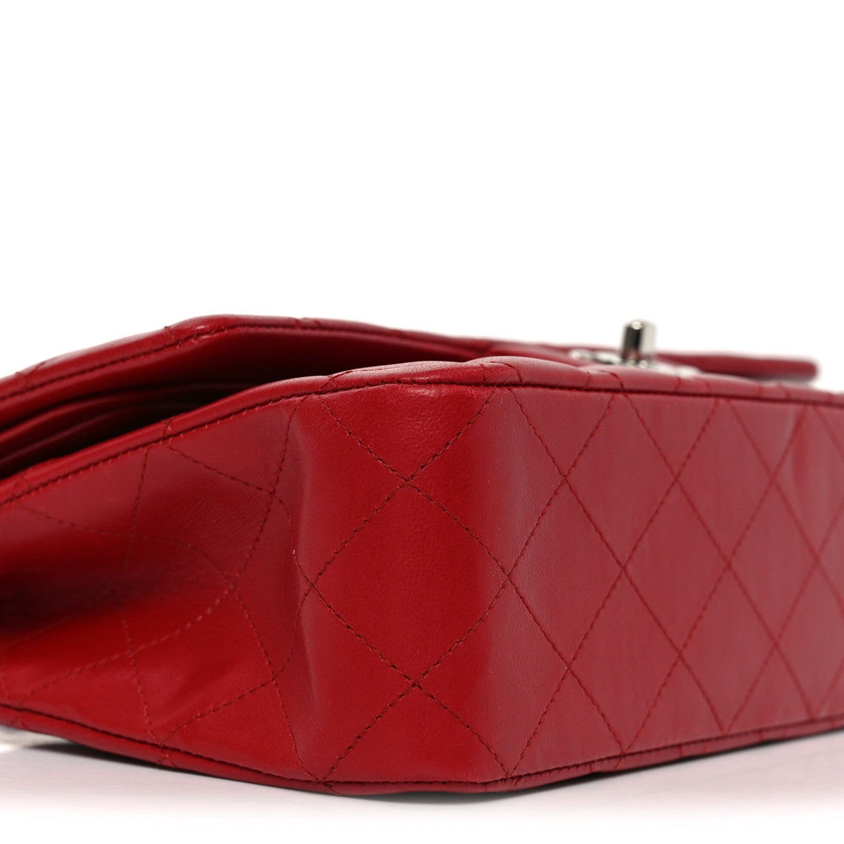 Lambskin Quilted Medium Double Flap Red