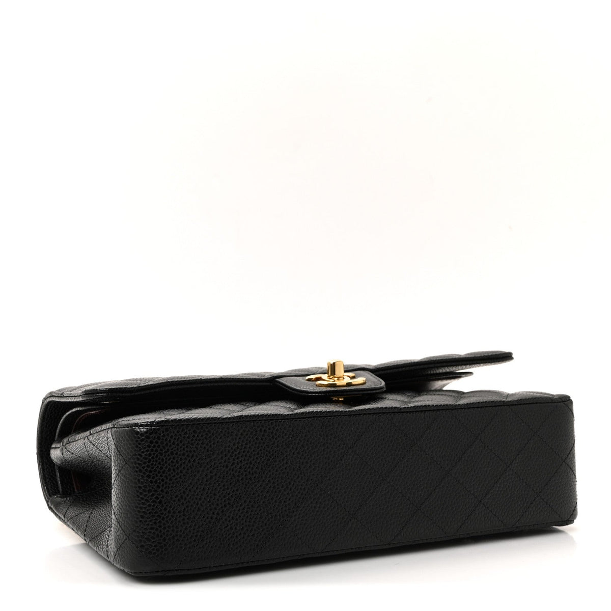 Caviar Quilted Medium Double Flap Black