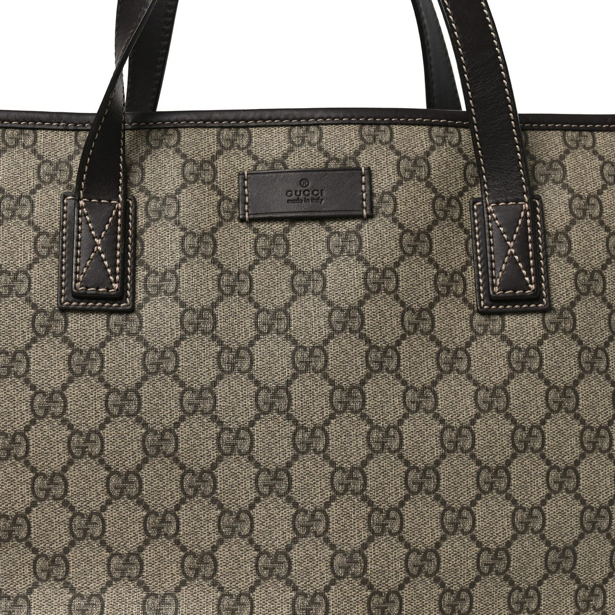 GG Supreme Monogram Medium Zippered Shopping Tote  Dark Brown