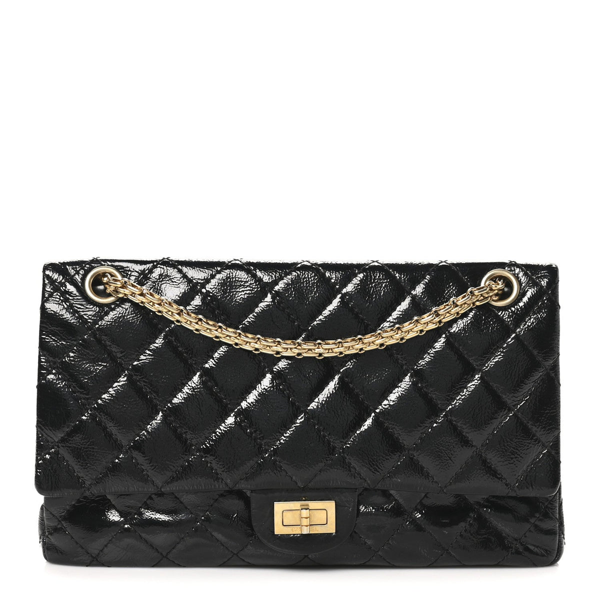Distressed Patent Quilted 2.55 Reissue 226 Flap Black