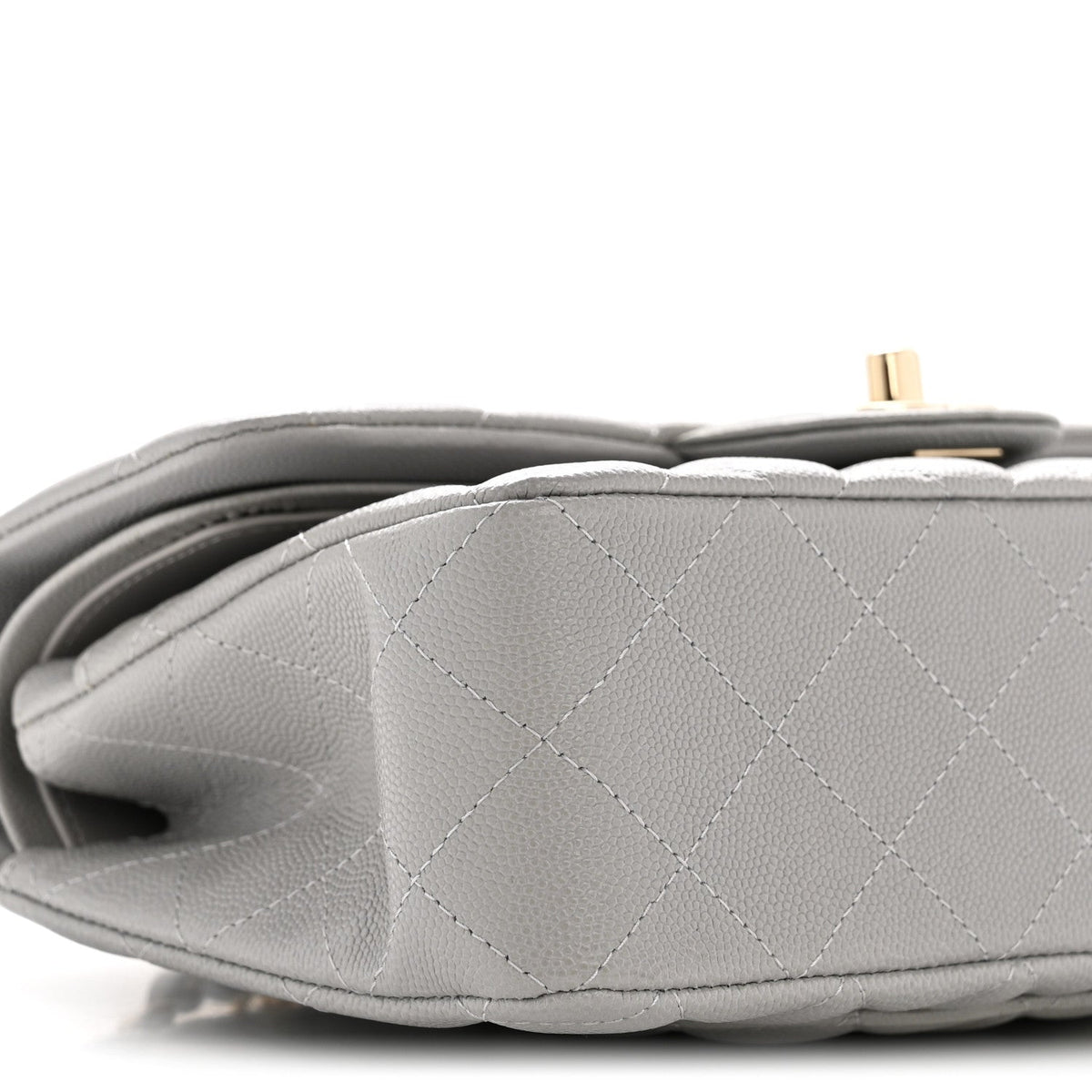 Caviar Quilted Small Double Flap Grey