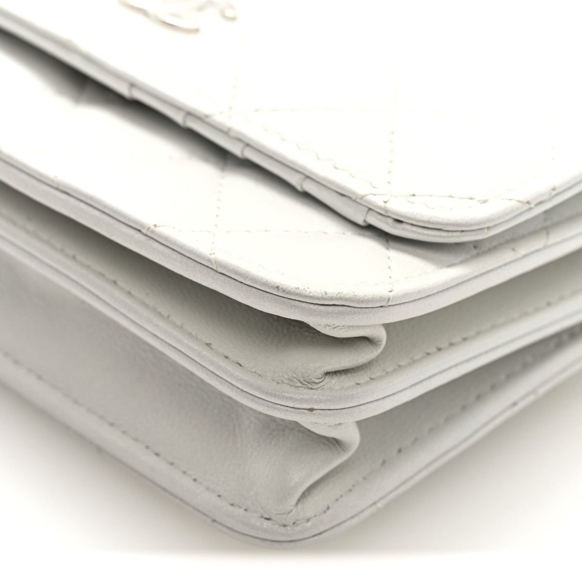 Lambskin Quilted Mini Pearl Wallet On Chain WOC White