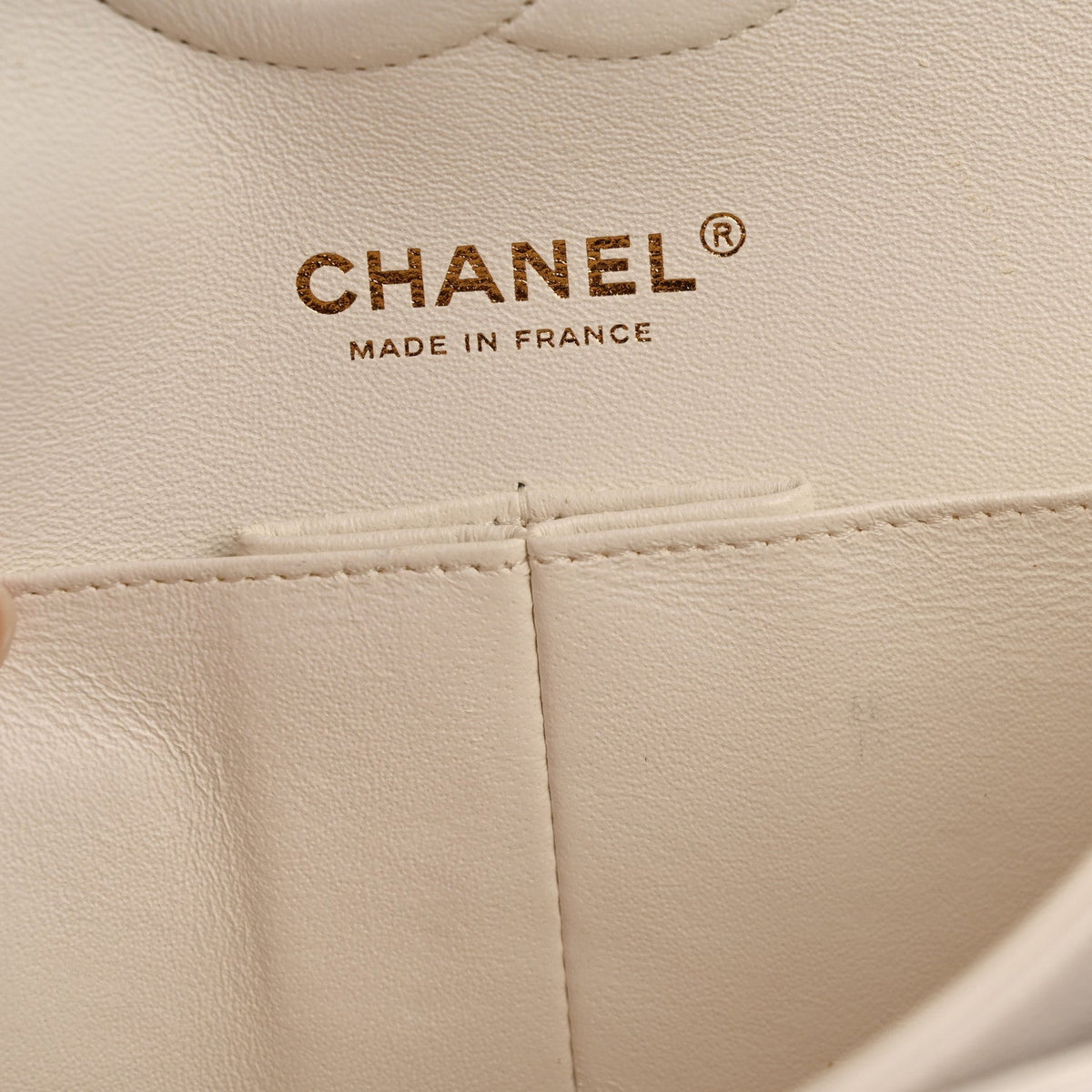 Caviar Quilted Medium Double Flap White