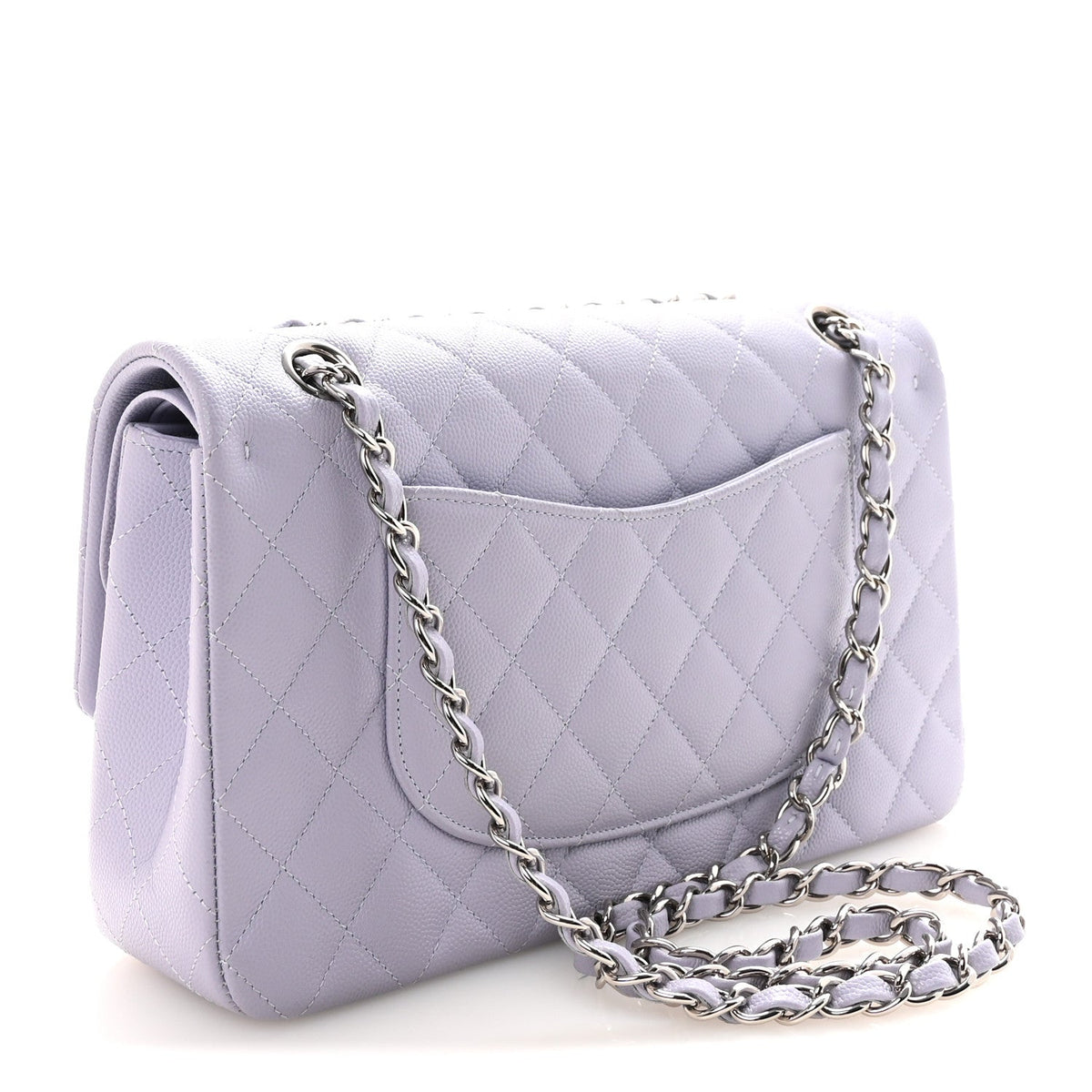 Caviar Quilted Medium Double Flap Light Purple